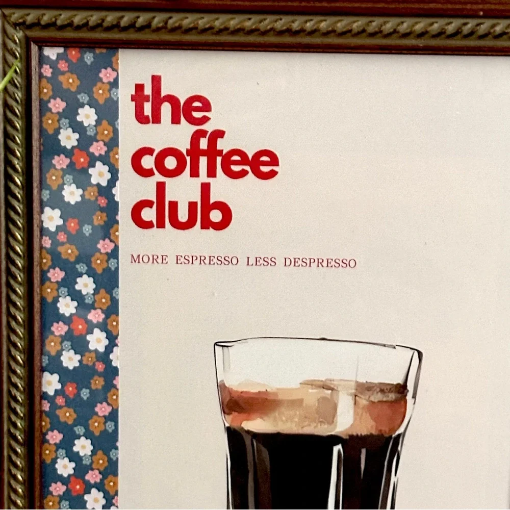 The Coffee Club Retro Style More Espresso, Less Depresso Canvas Art Print Framed